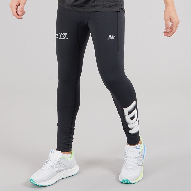New Balance Mens London Edition NB Pocket Running Tights Black - Image 1