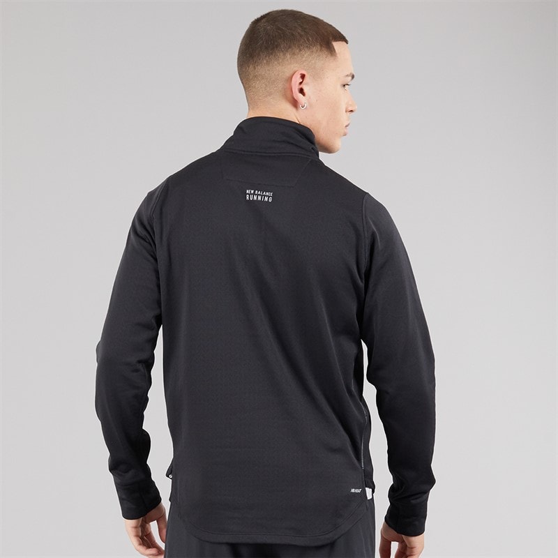 New Balance Mens London Edition NB Heat Grid 1/2 Zip Running Top Black - Image 2
