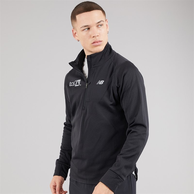 New Balance Mens London Edition NB Heat Grid 1/2 Zip Running Top Black - Image 3