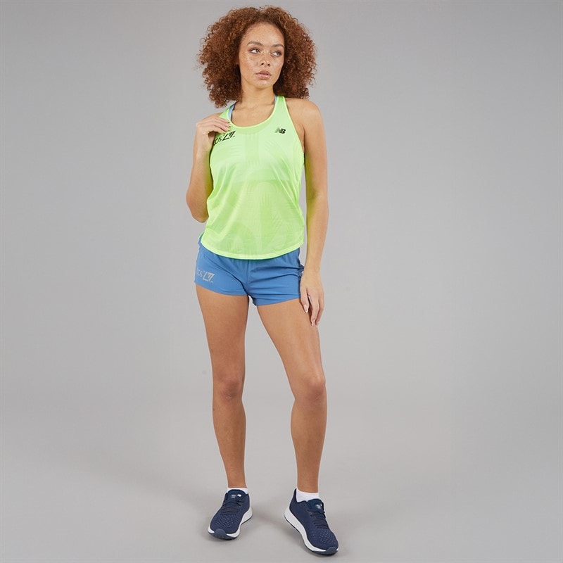 New Balance Womens London Edition Printed Athletics Running Tank Top Yellow - Image 4