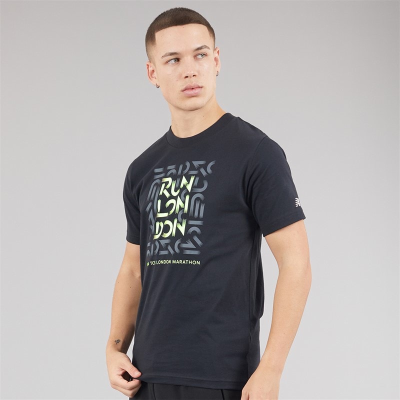 New Balance Mens London Edition Run London Graphic T-Shirt Black - Image 1