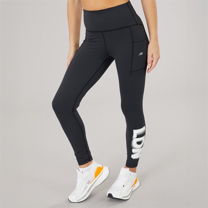 New Balance Womens London Edition Pocket Running Leggings Black - Image 1