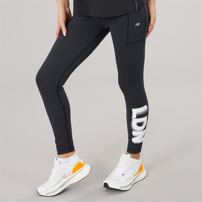 New Balance Womens London Edition Pocket Running Leggings Black - Image 3