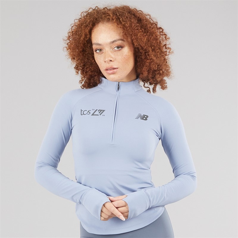 New Balance Womens London Edition NB Harmony 1/2 Zip Running Top Grey - Image 3