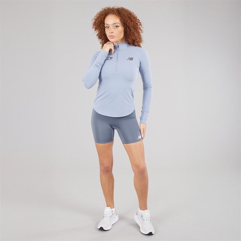 New Balance Womens London Edition NB Harmony 1/2 Zip Running Top Grey - Image 4