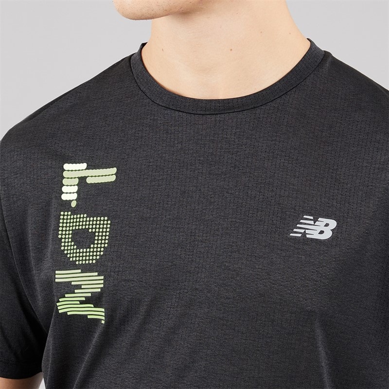 New Balance Mens London Edition Run London Graphic Running T-Shirt Black - Image 3