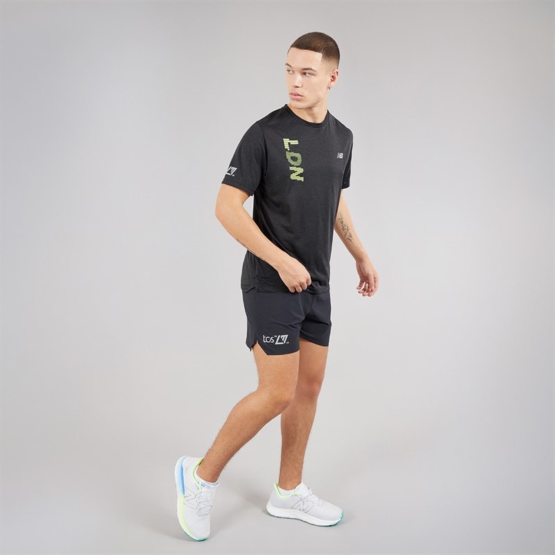 New Balance Mens London Edition Run London Graphic Running T-Shirt Black - Image 4