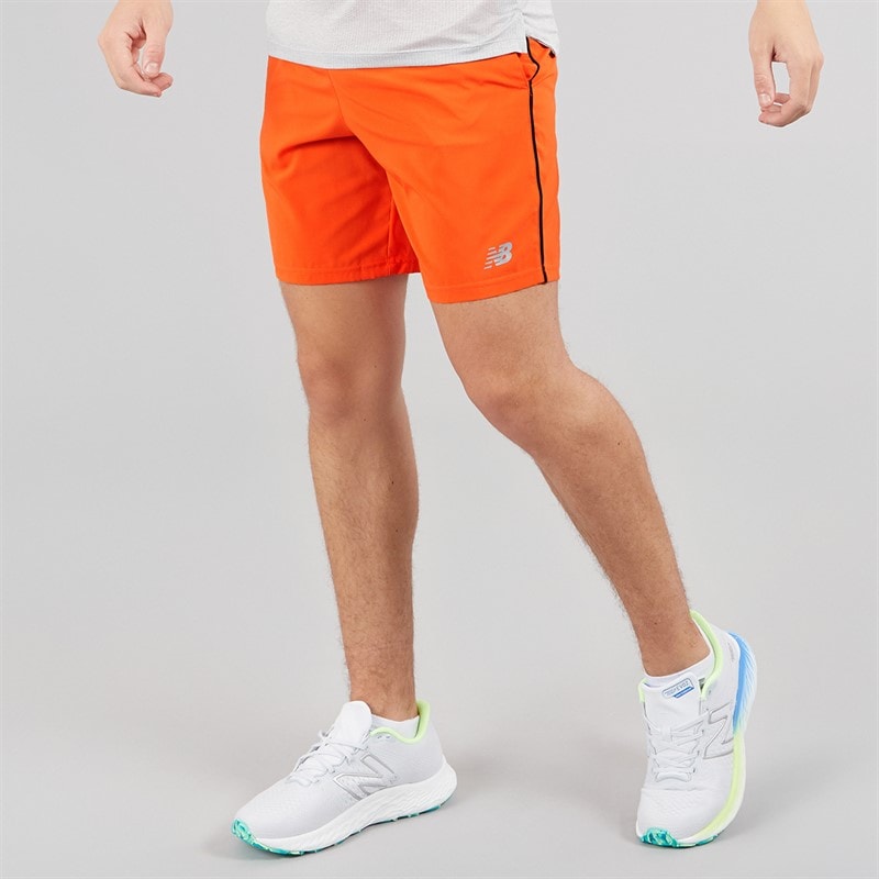 New Balance Mens Core Run 7 Inch Running Shorts Team Orange - Image 1