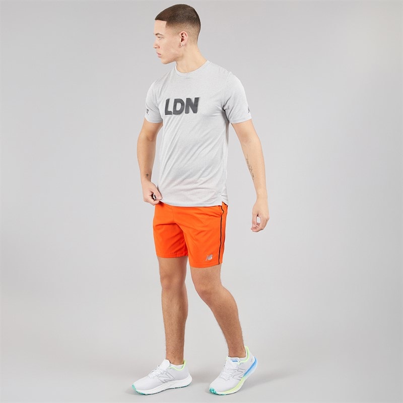 New Balance Mens Core Run 7 Inch Running Shorts Team Orange - Image 4