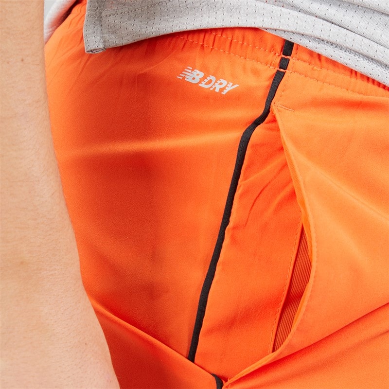 New Balance Mens Core Run 7 Inch Running Shorts Team Orange - Image 5