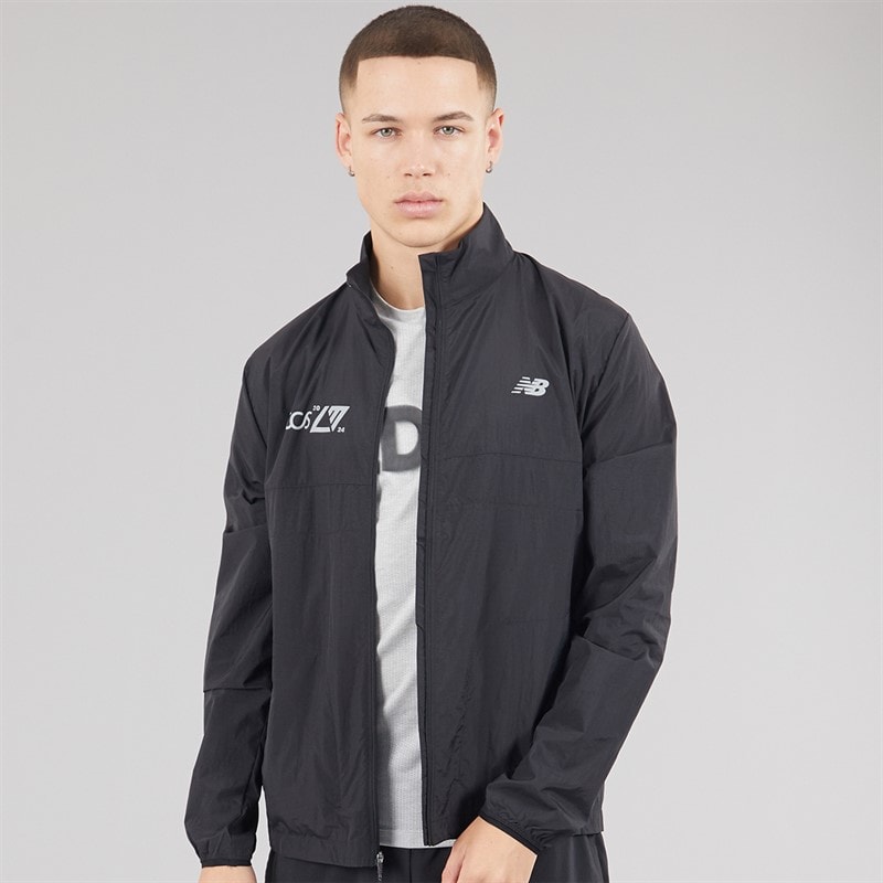New Balance Mens London 2024 Edition Athletics Packable Running Jacket Black