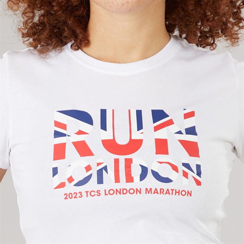 New Balance Womens London Edition Union Jack Graphic Running T-Shirt White - Image 3