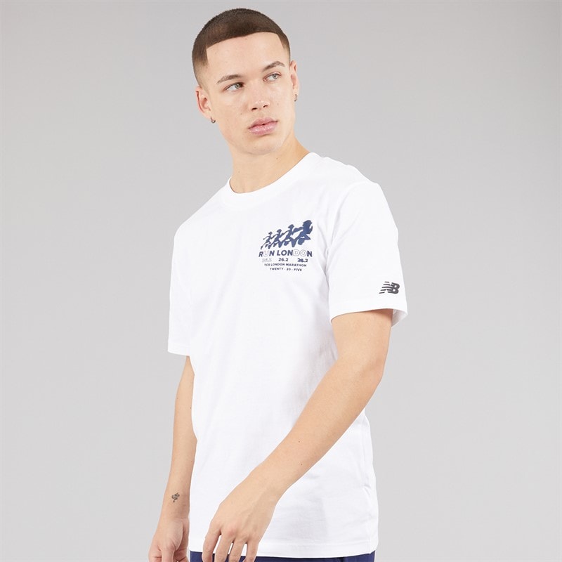 New Balance Mens London Edtion LDN Graphic Running T-Shirt White - Image 1