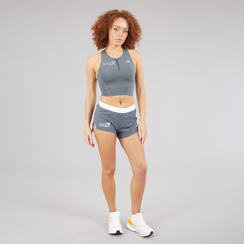 New Balance Womens London Edition Race Day Fitted Sleek Running Tank Top Grey - Image 4