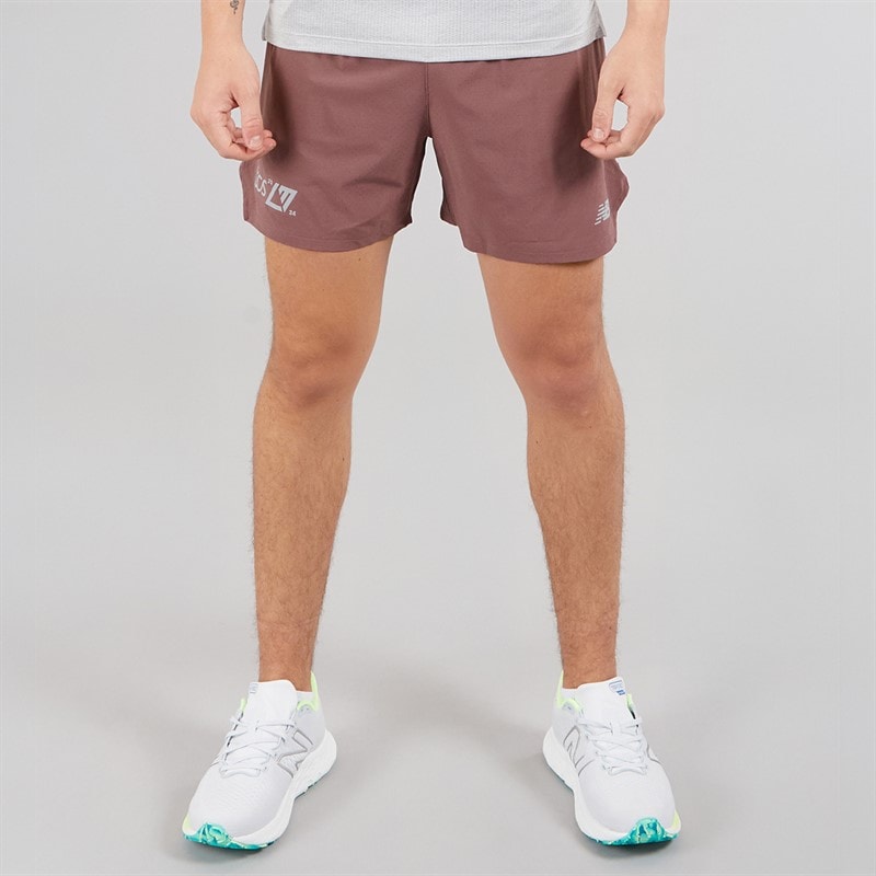 New Balance Mens London Edition Graphic RC 5 Inch Running Shorts Brown - Image 1