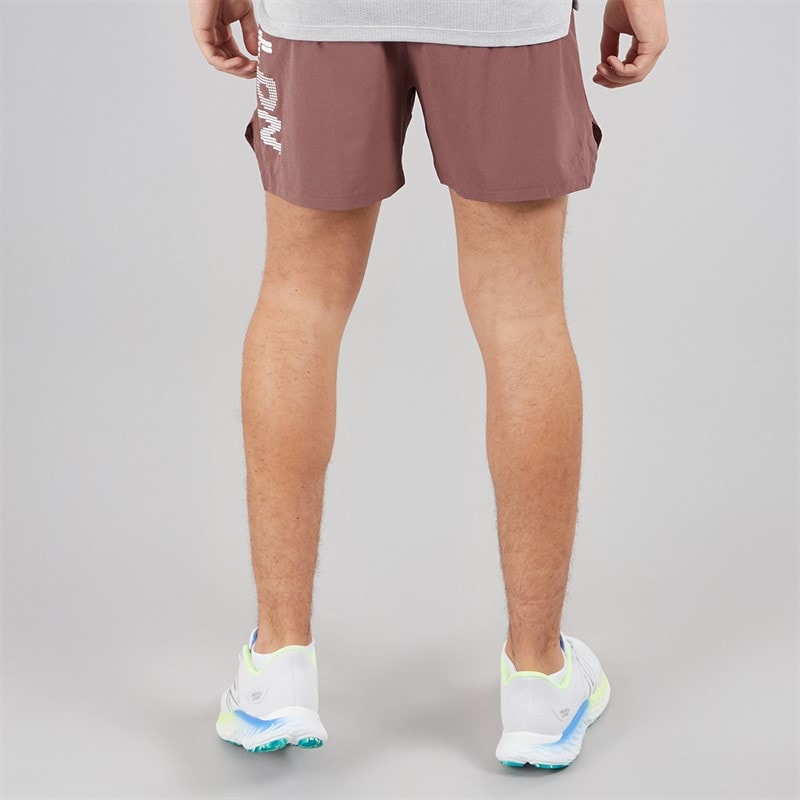 New Balance Mens London Edition Graphic RC 5 Inch Running Shorts Brown - Image 2