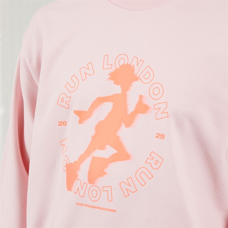 New Balance Mens London Edition Run London Graphic Running Sweatshirt Pink - Image 3