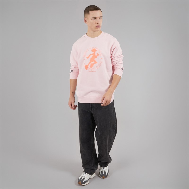 New Balance Mens London Edition Run London Graphic Running Sweatshirt Pink - Image 4