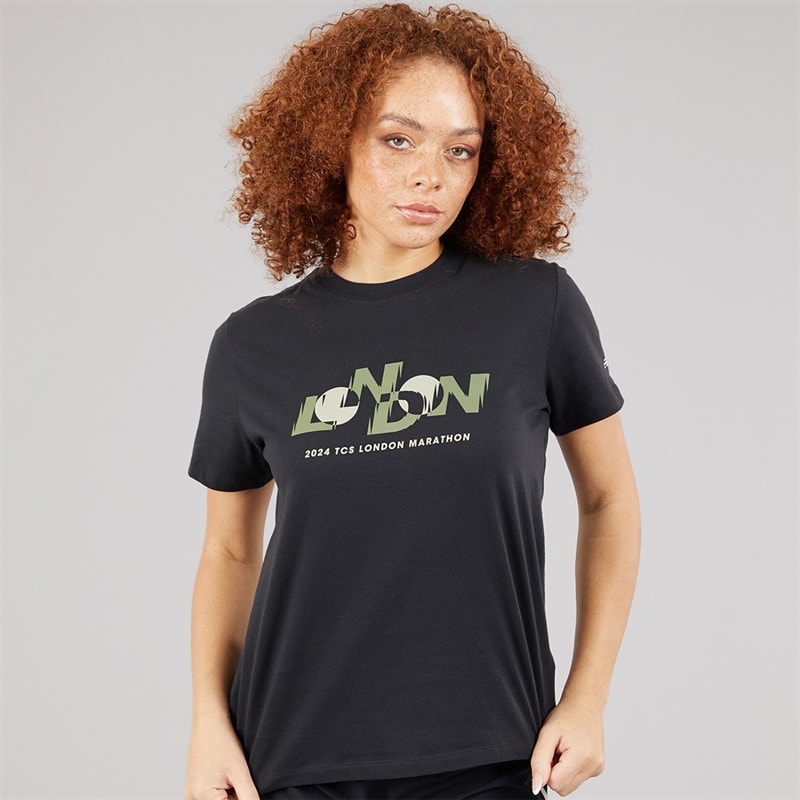 New Balance Womens London Edition Graphic T-Shirt Black - Image 1