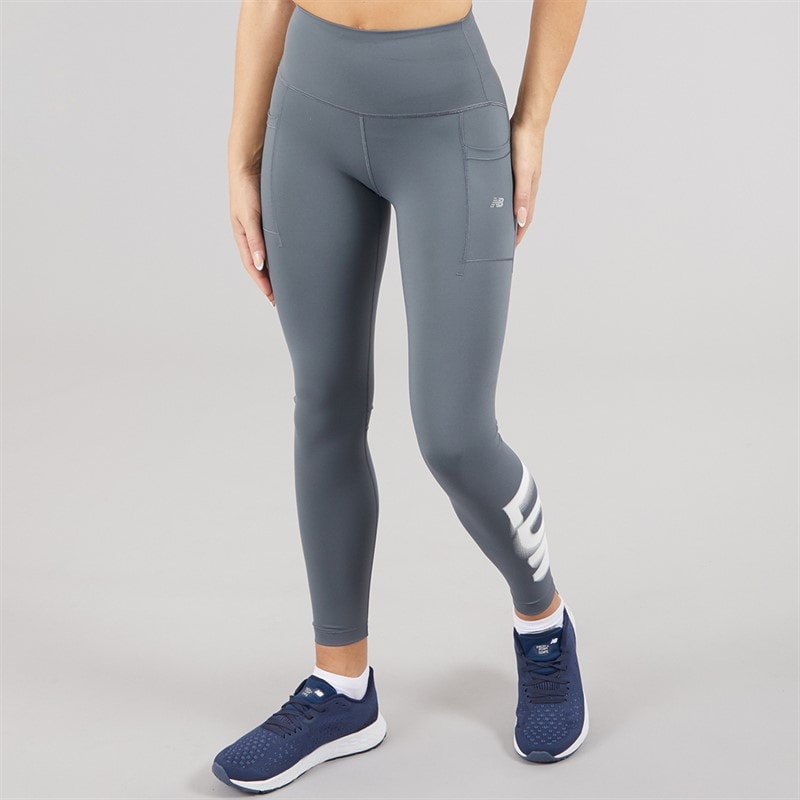New Balance Womens London Edition Pocket Running Leggings Graphite - Image 3