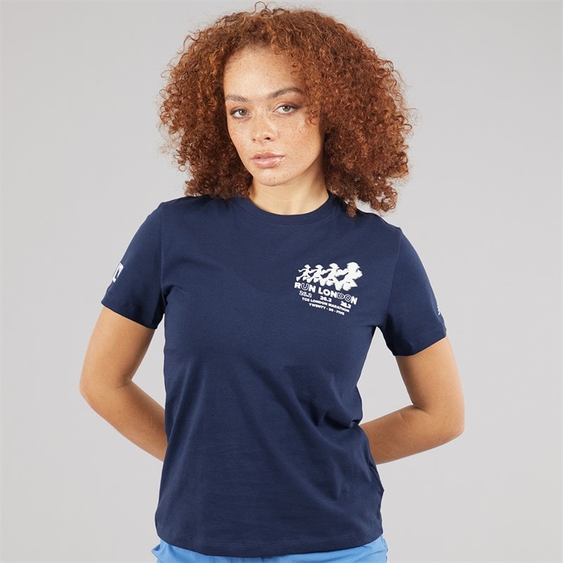 New Balance Womens London Edition LDN Graphic Running T-Shirt Navy - Image 1