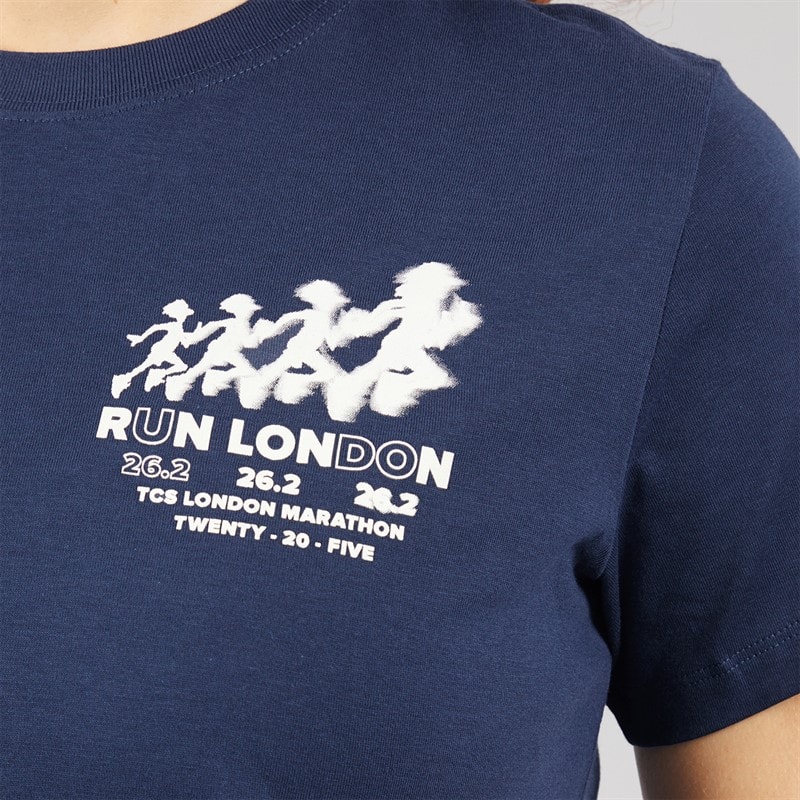 New Balance Womens London Edition LDN Graphic Running T-Shirt Navy - Image 3