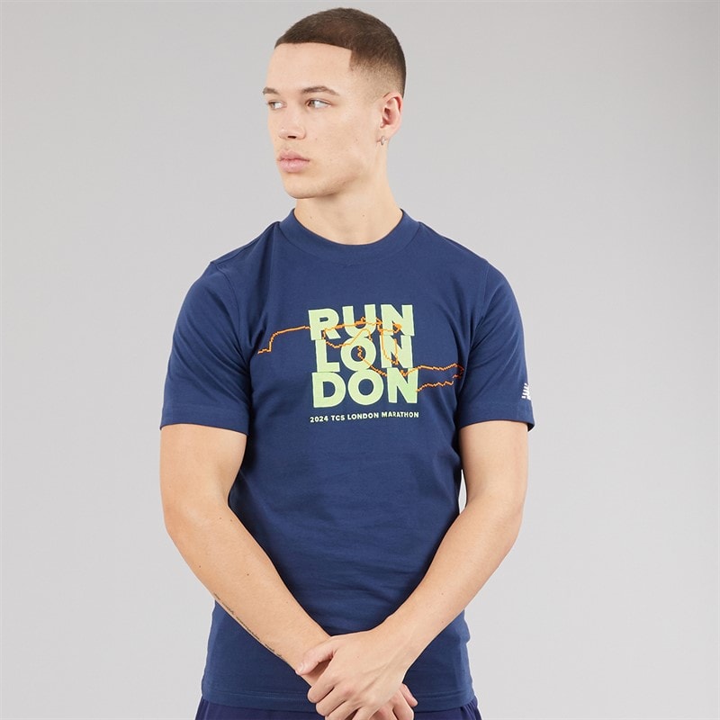 New Balance Mens London Edition Run London Graphic T-Shirt Navy - Image 1