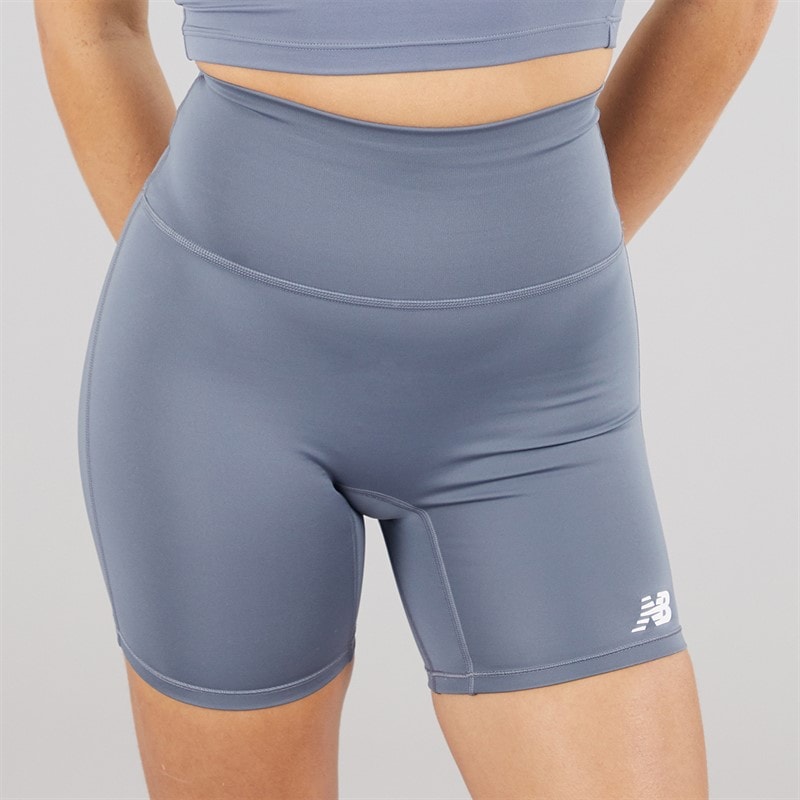 New Balance Womens Script High Rise Shorts Dust Teal - Image 3