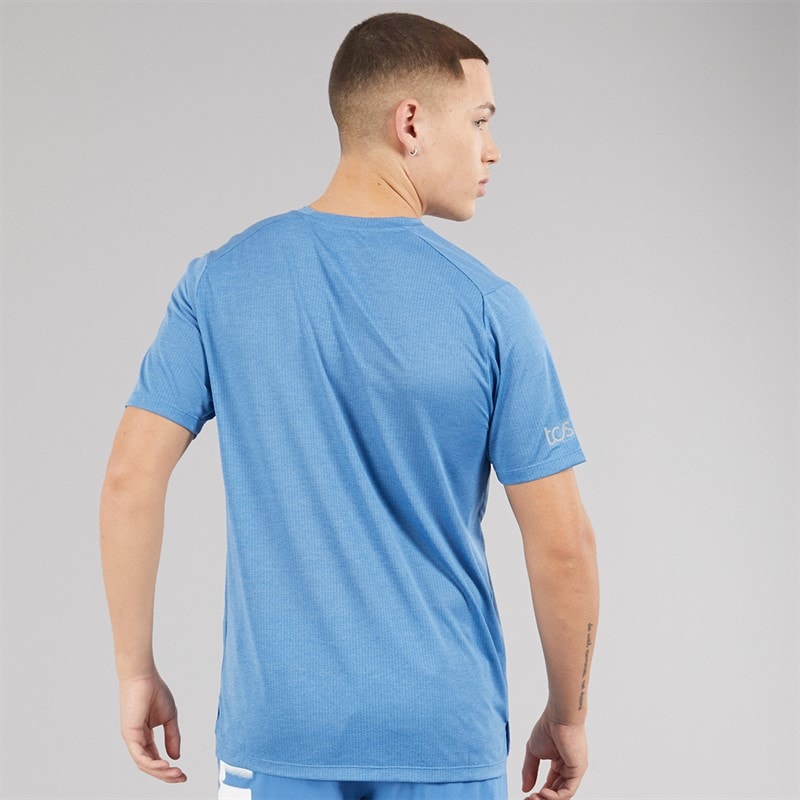 New Balance Mens London Edition Graphic Athletics Running T-Shirt Blue Solar Orange - Image 2