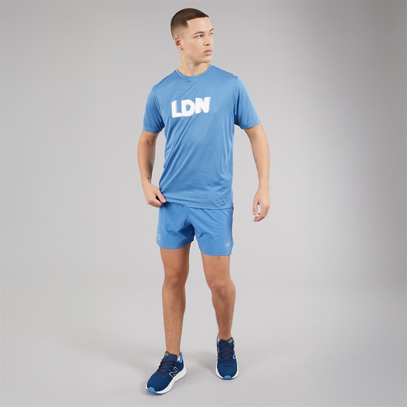 New Balance Mens London Edition Graphic Athletics Running T-Shirt Blue Solar Orange - Image 3