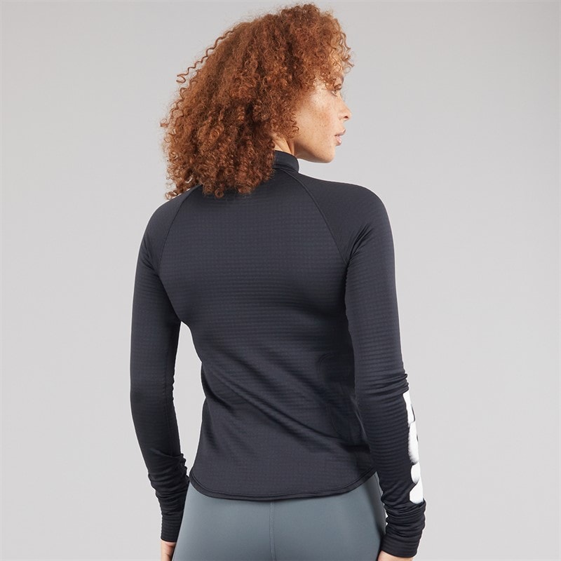 New Balance Womens London Edition Athletics Heat Grid 1/2 Zip Running Top Black - Image 2