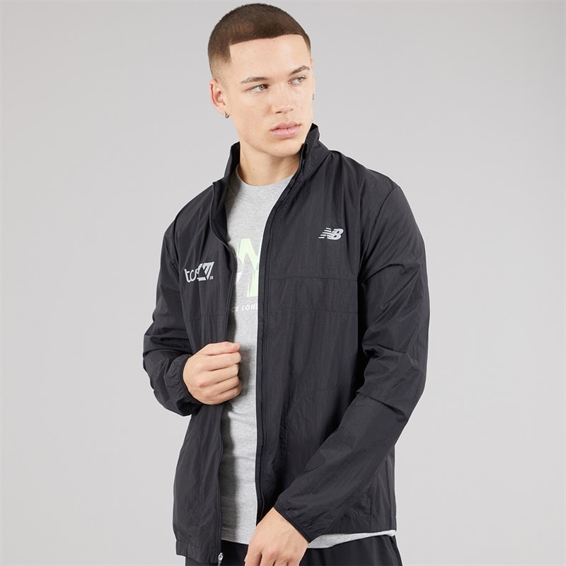New Balance Mens London 2025 Edition Athletics Packable Running Jacket Black