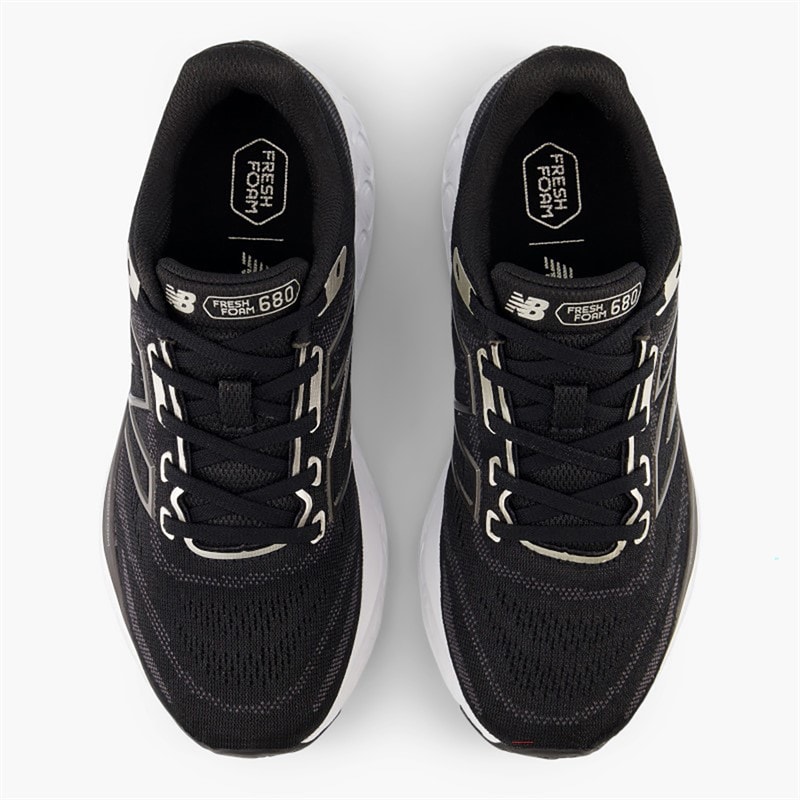 New Balance Womens Fresh Foam 680 V8 Neutral Running Shoes Black/Light Gold/Black Metallic - Image 4