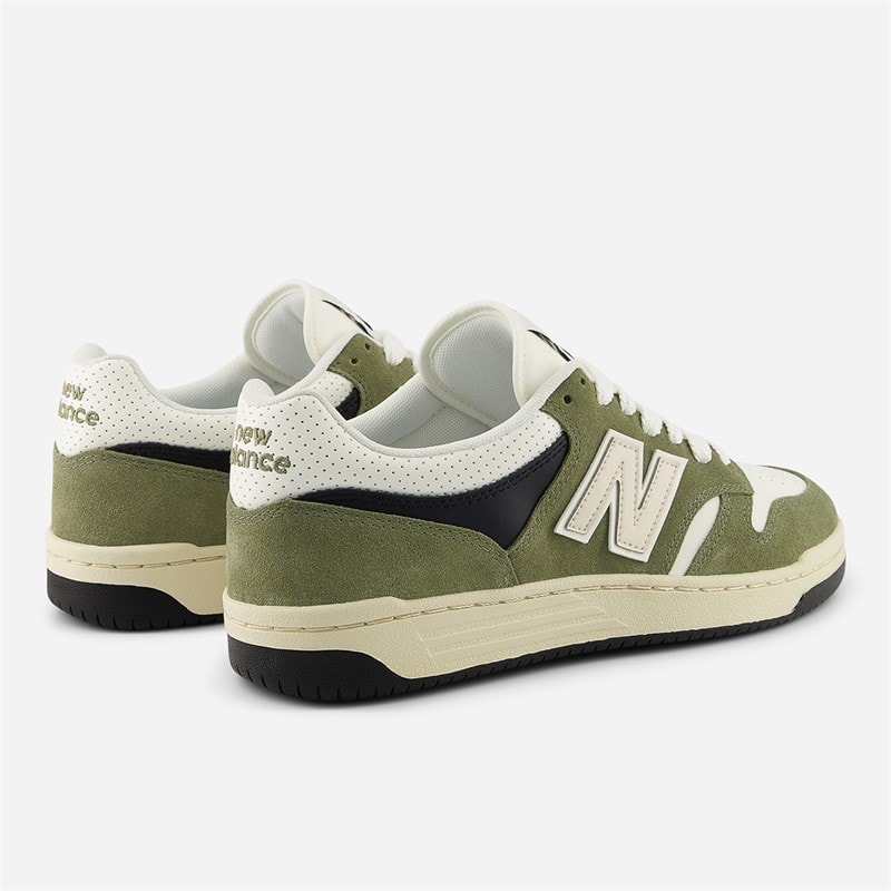 New Balance 480 Trainers Dark Olivine/Sea Salt - Image 3