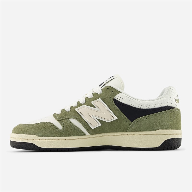 New Balance 480 Trainers Dark Olivine/Sea Salt - Image 5
