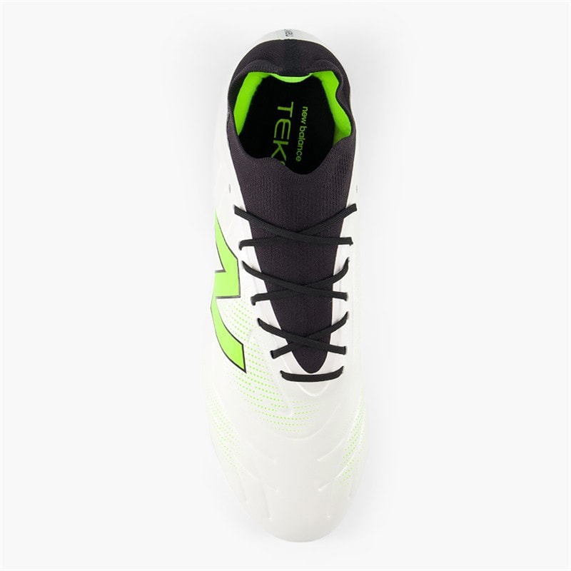 New Balance Mens Tekela Team V5 Low Laced FG Firm Ground Football Boots White/Black/Pixel Green - Image 4