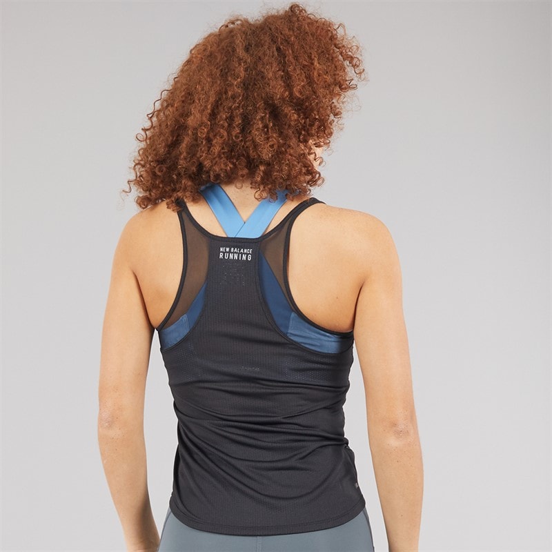 New Balance Womens London Edition Impact Running Tank Top Black - Image 2
