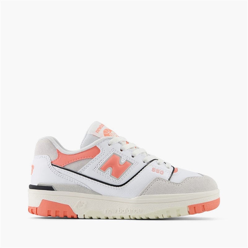 New Balance Girls 550 Trainers White/Coral Orange - Image 1