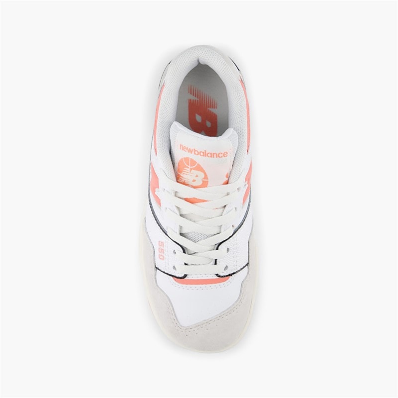 New Balance Girls 550 Trainers White/Coral Orange - Image 4