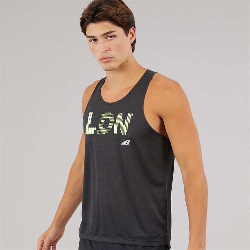 New Balance Mens London Edition Graphic NB Athletics Running Top Black
