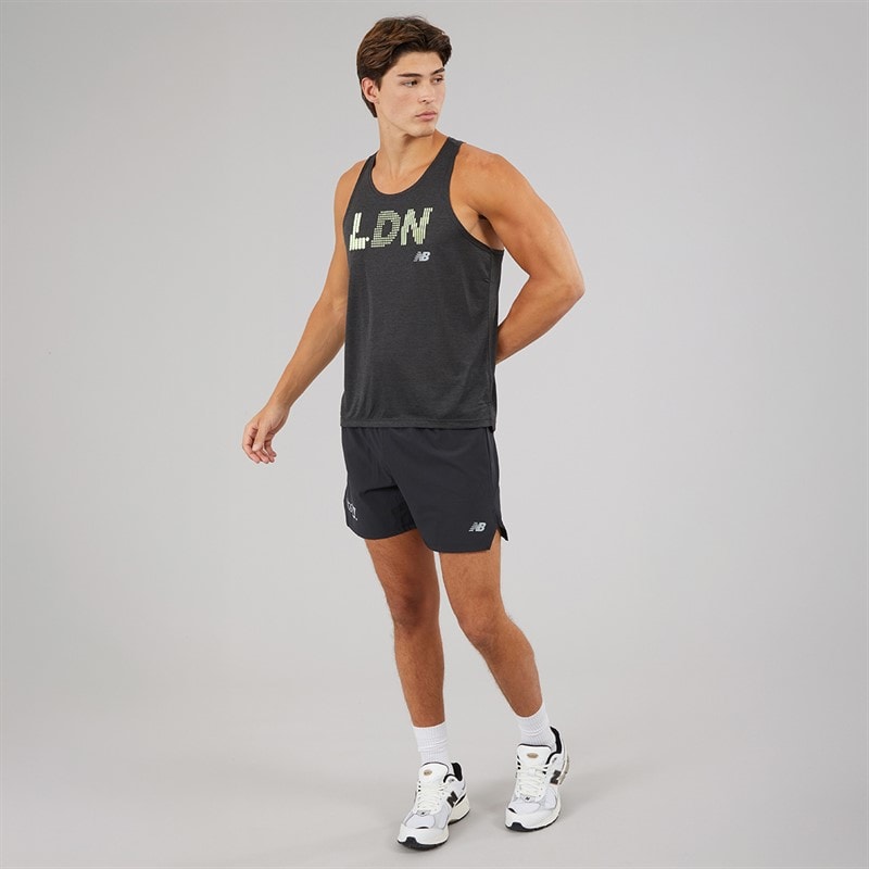 New Balance Mens London Edition Graphic NB Athletics Running Top Black - Image 3
