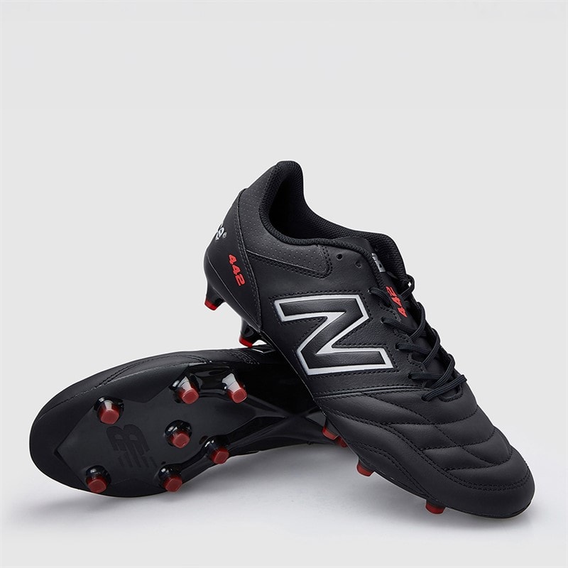 New Balance 442 V2 Team FG Firm Ground Football Boots Black/Silver/Red