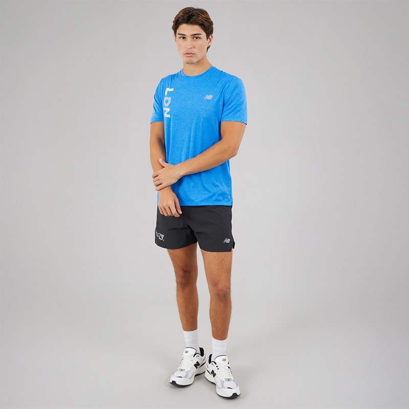New Balance Mens London Edition Graphic NB Athletics Running Top Blue - Image 3