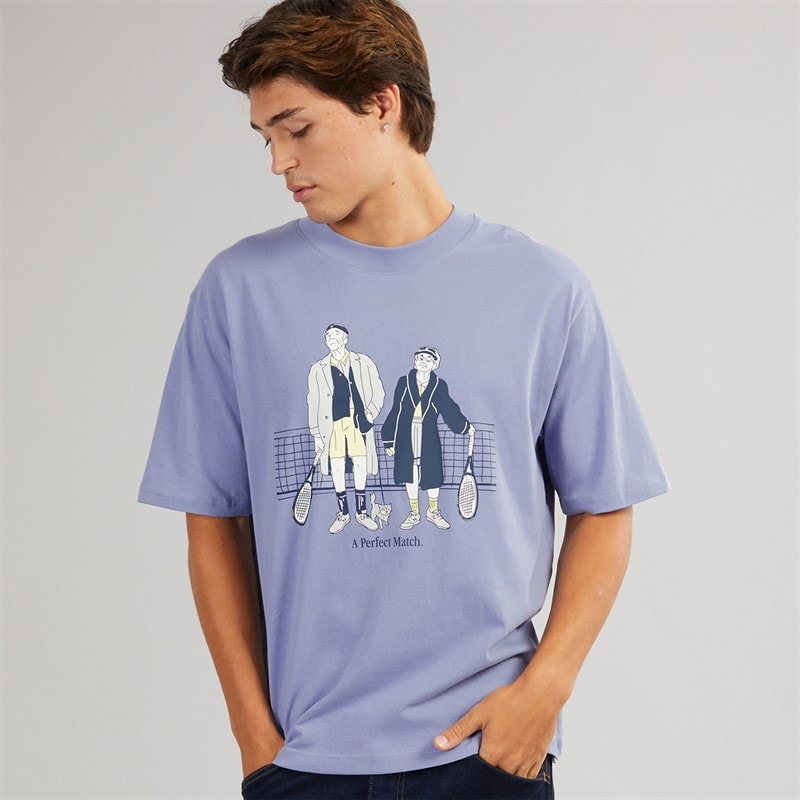 New Balance Mens A Perfect Match Tennis Graphic T-Shirt Dusk Blue