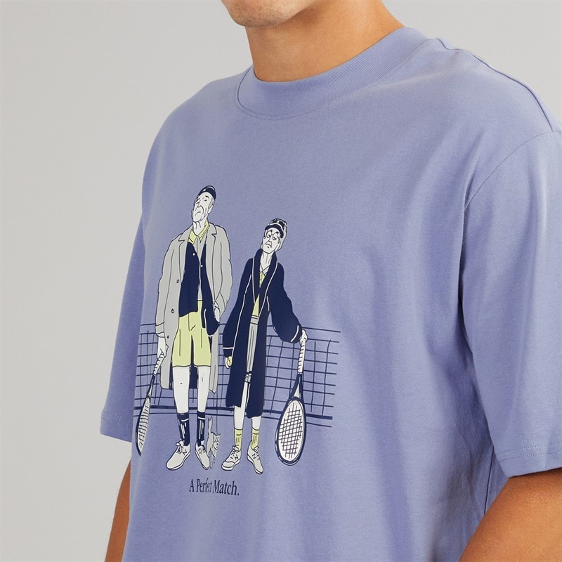New Balance Mens A Perfect Match Tennis Graphic T-Shirt Dusk Blue - Image 3