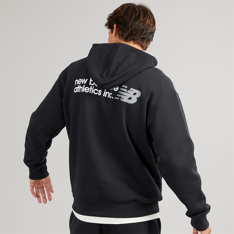 New Balance Mens Tone Big Logo Back Graphic Hoodie Black - Image 2