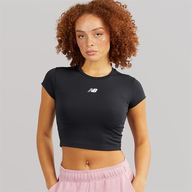 New Balance Womens Fitted Cropped T-Shirt Black