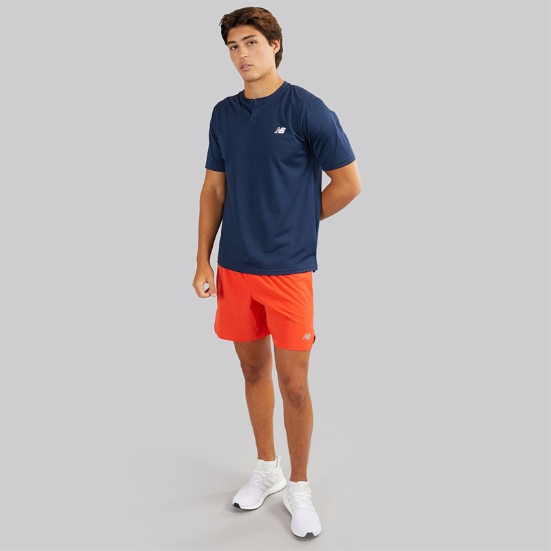 New Balance Mens Tournament Button Neck T-Shirt Navy - Image 3