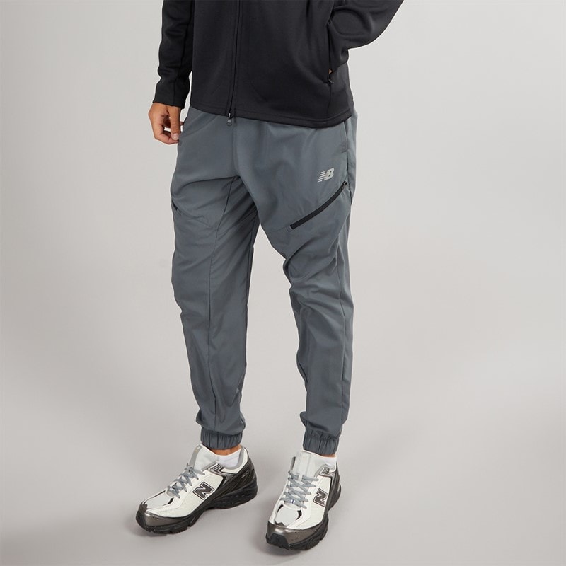 New Balance Mens Sports Essentials Woven Zip Pocket Track Pants Graphite