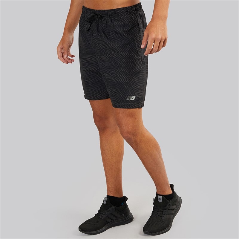 New Balance Mens Sport Essentials Printed 7 Inch Running Shorts Black - Image 3